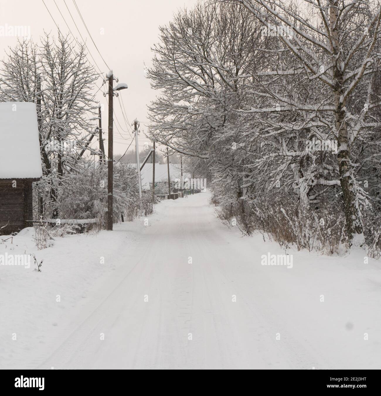 Winter road in the hotsell village