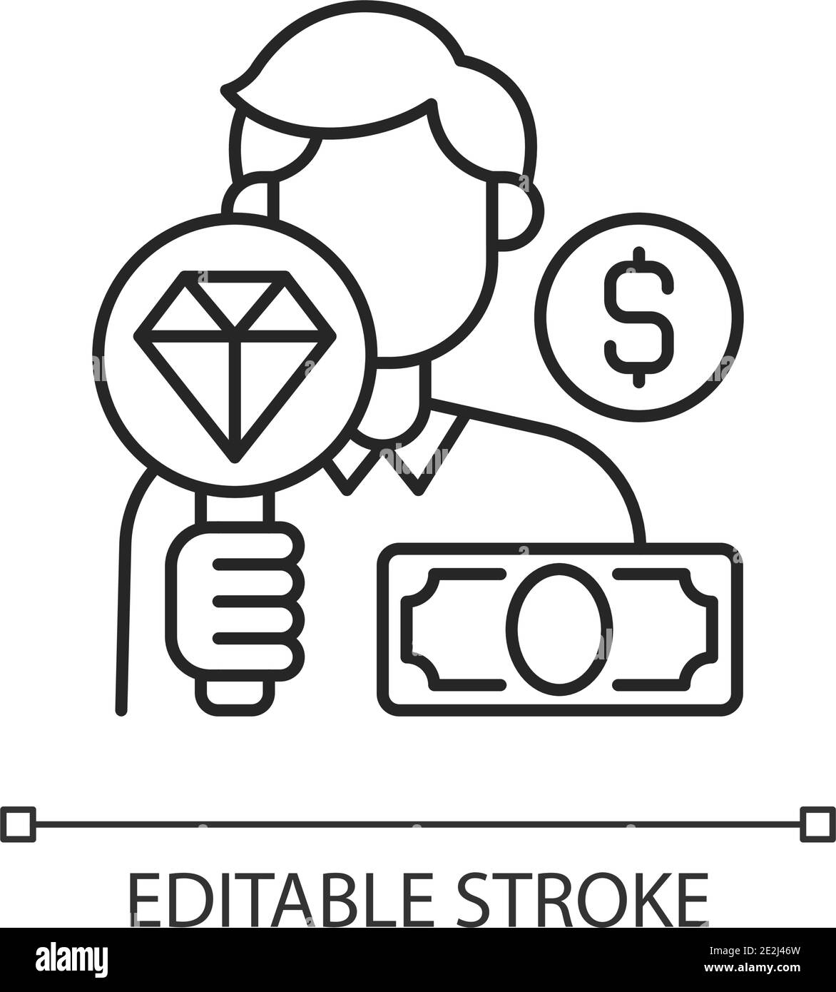 Pawnbroker linear icon Stock Vector