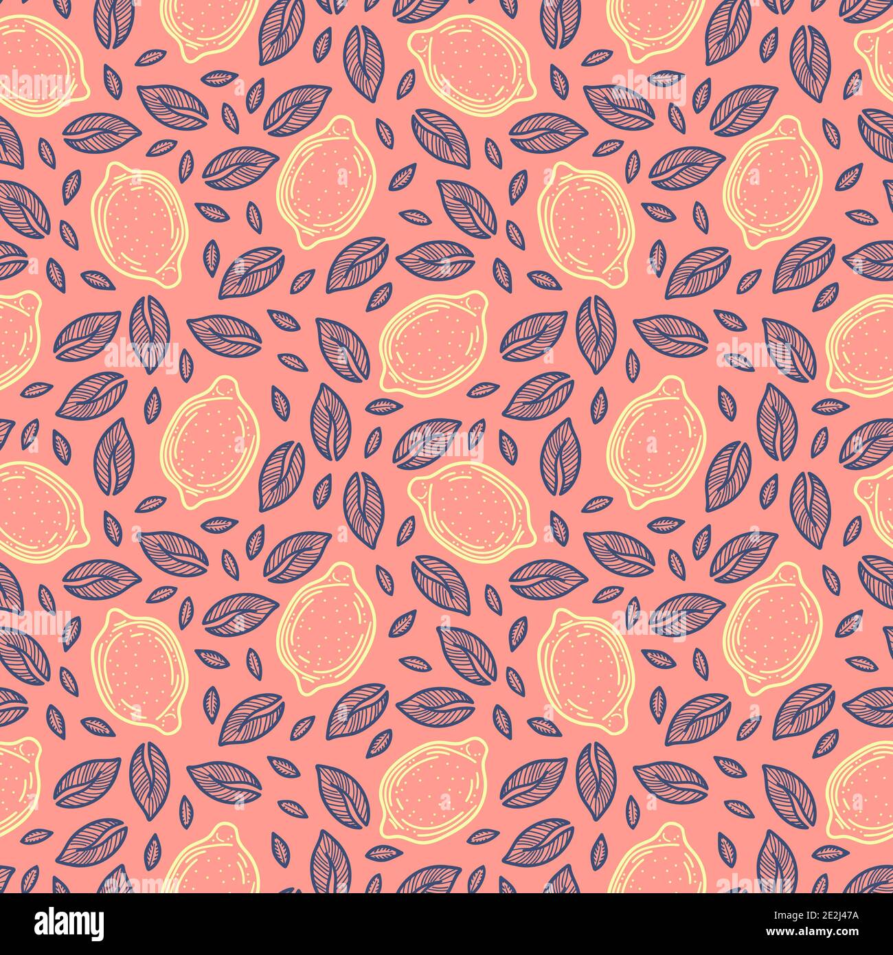 Lemon seamless pattern vector illustration. Summer design repeated ...