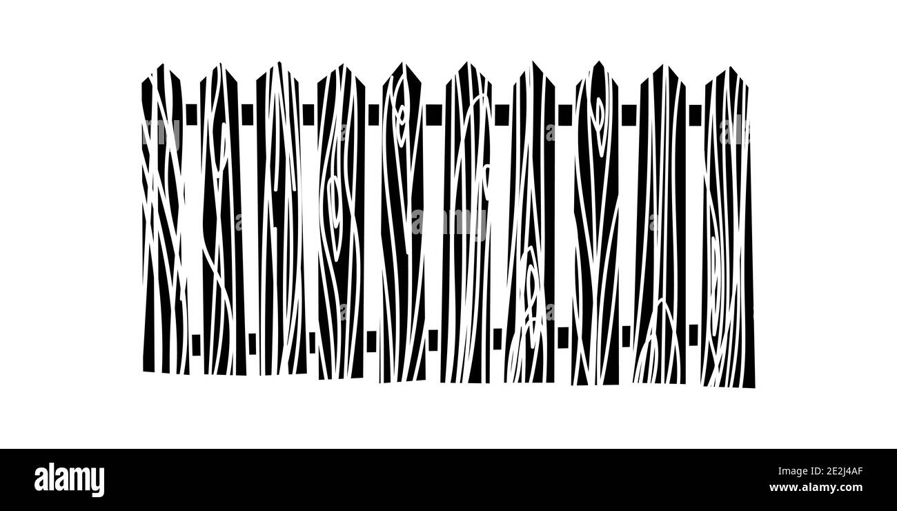 Fence black and white hand drawn illustration Stock Vector Image & Art ...