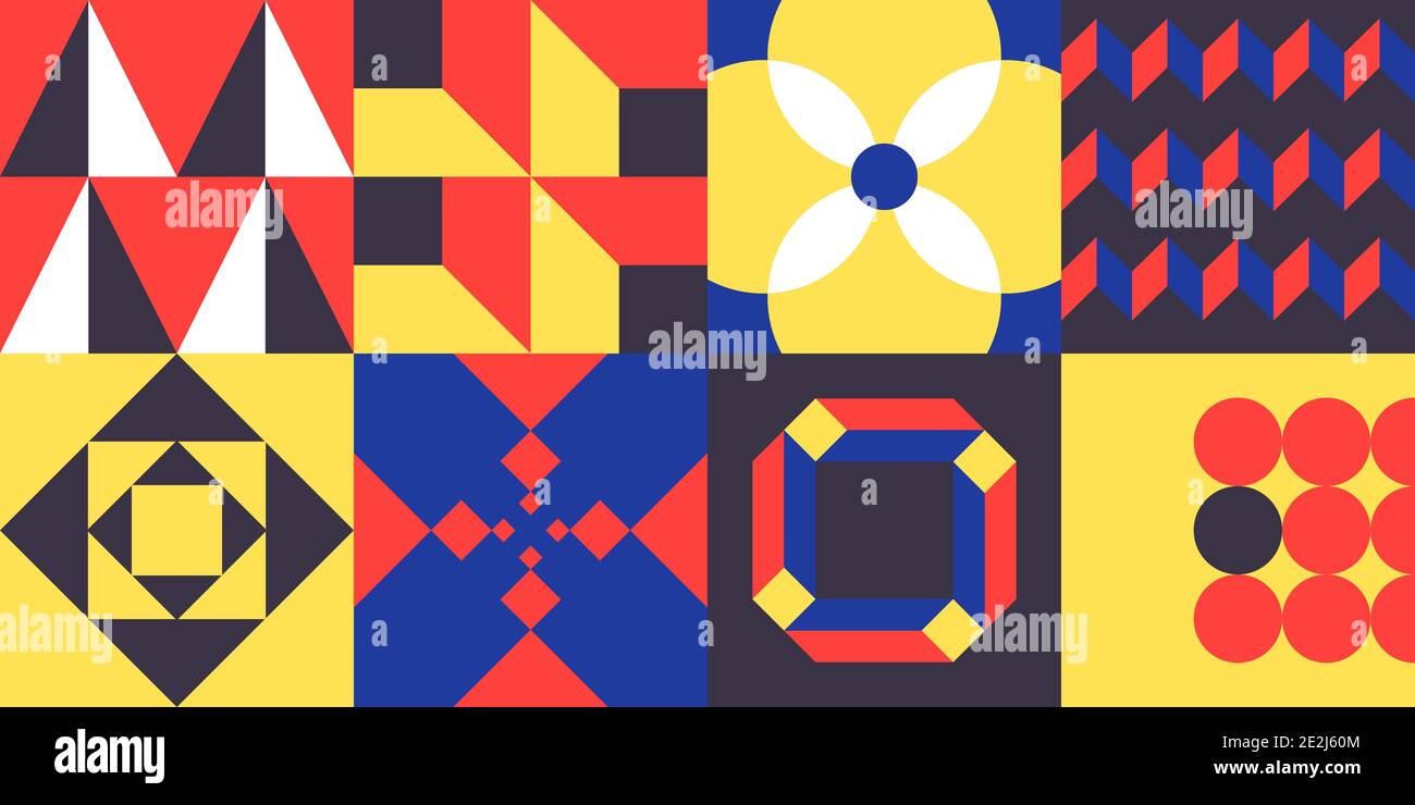 Abstract geometric vector pattern in Neo-Geo style. Layered file. Stock Vector