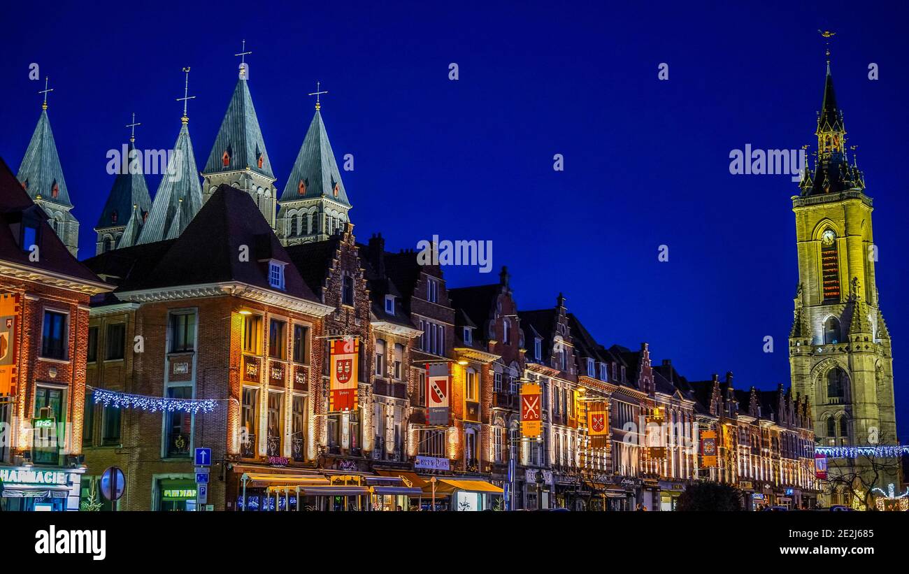 Tournai cathedral and belfry, Belgium Stock Photo
