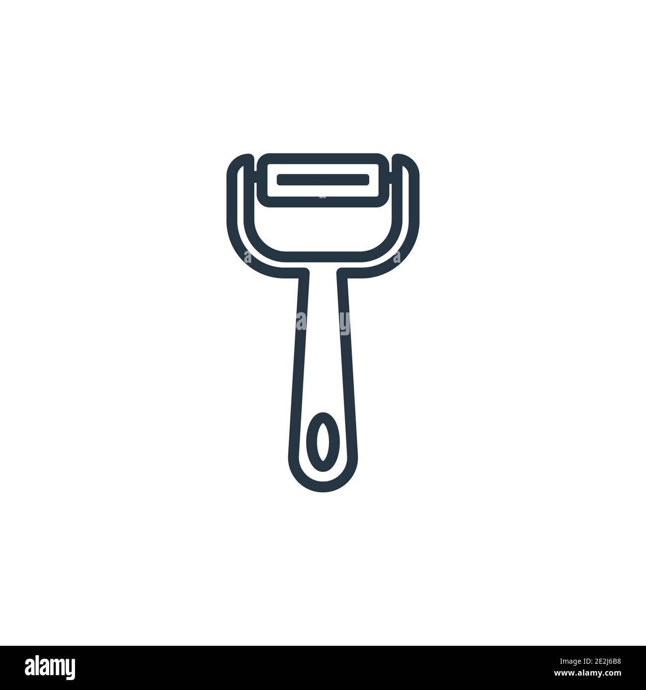 Vegetable peeler outline vector icon. Thin line black vegetable peeler