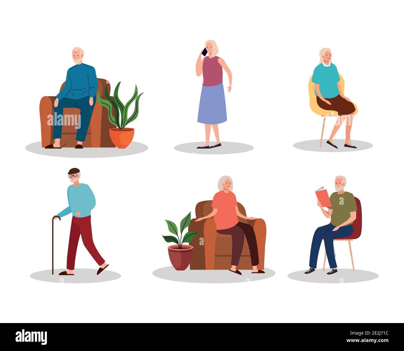 group of six elderly old people characters Stock Vector Image & Art Alamy