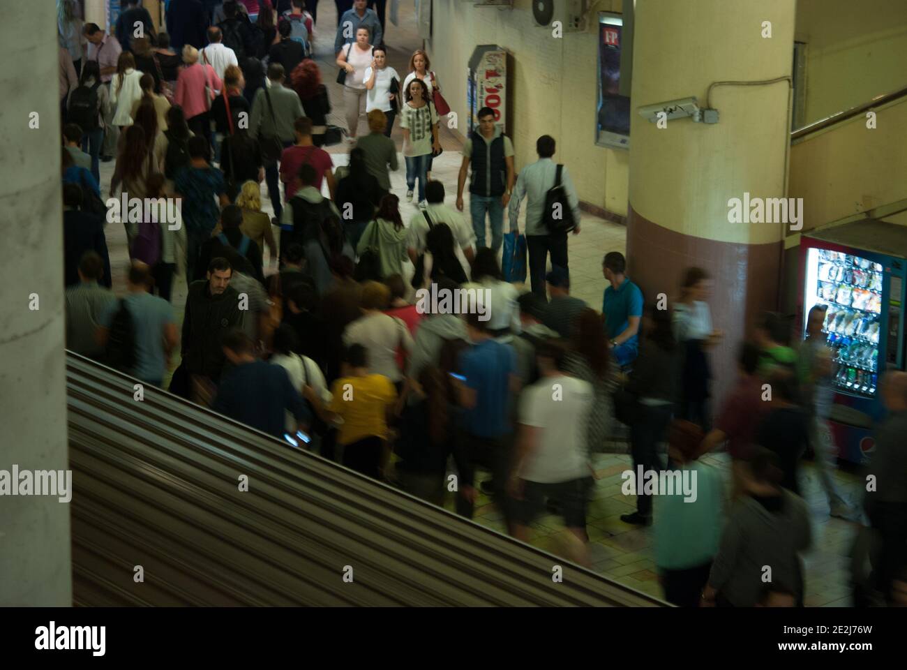 Rush Hour On Romana Square Subway Metro Station (Piata Romana Metrou