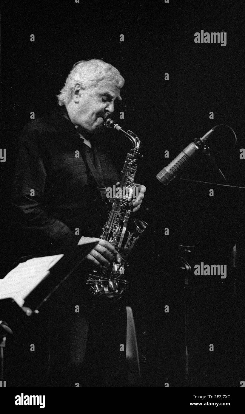 Charlie Mariano, Brecon Jazz Festival, Brecon, Powys, Wales, Aug 2002. Stock Photo