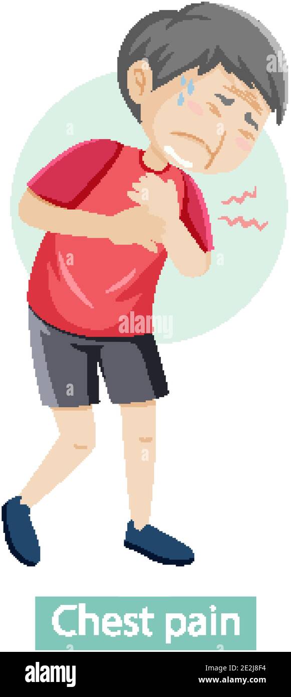 Cartoon character with chest pain symptoms illustration Stock Vector Image  & Art - Alamy