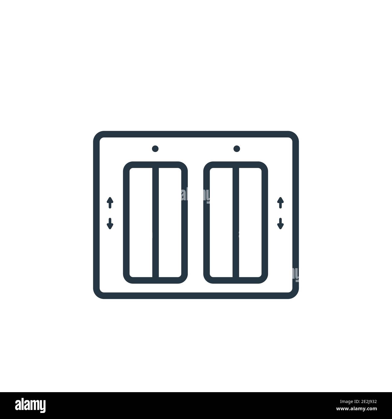 Elevator outline vector icon. Thin line black elevator icon, flat vector simple element illustration from editable hotel concept isolated stroke on wh Stock Vector
