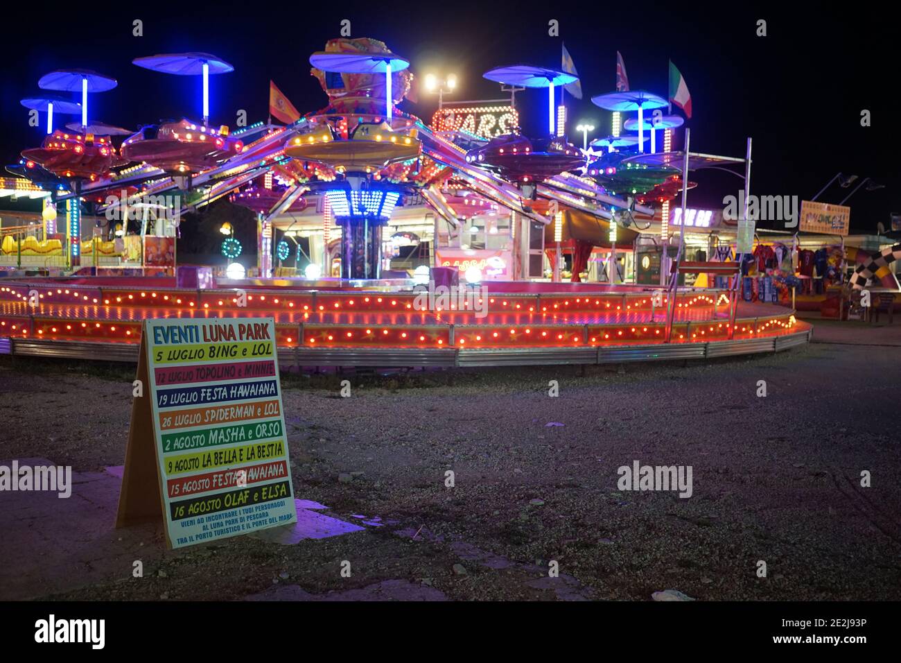 Empty funfair in summer 2020 due to covid-19 Stock Photo