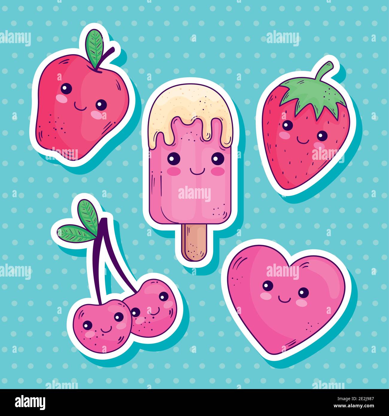 Kawaii stickers cartoons set vector design Stock Vector Image & Art Alamy