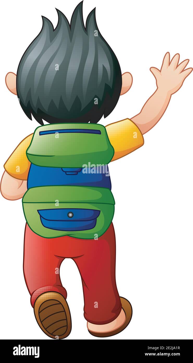 Vector illustration of Cute school boy go to school Stock Vector Image ...