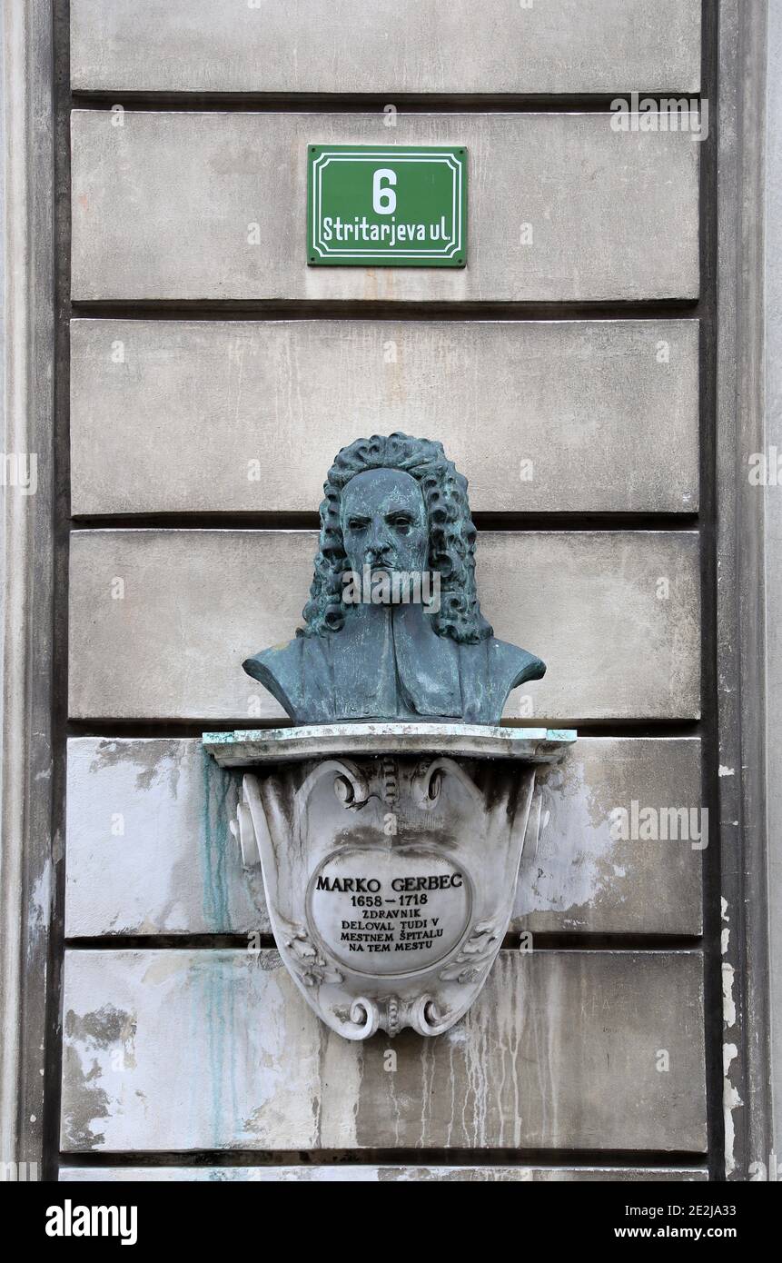 Bust of physician Marko Gerbec in Ljubljana Stock Photo Alamy
