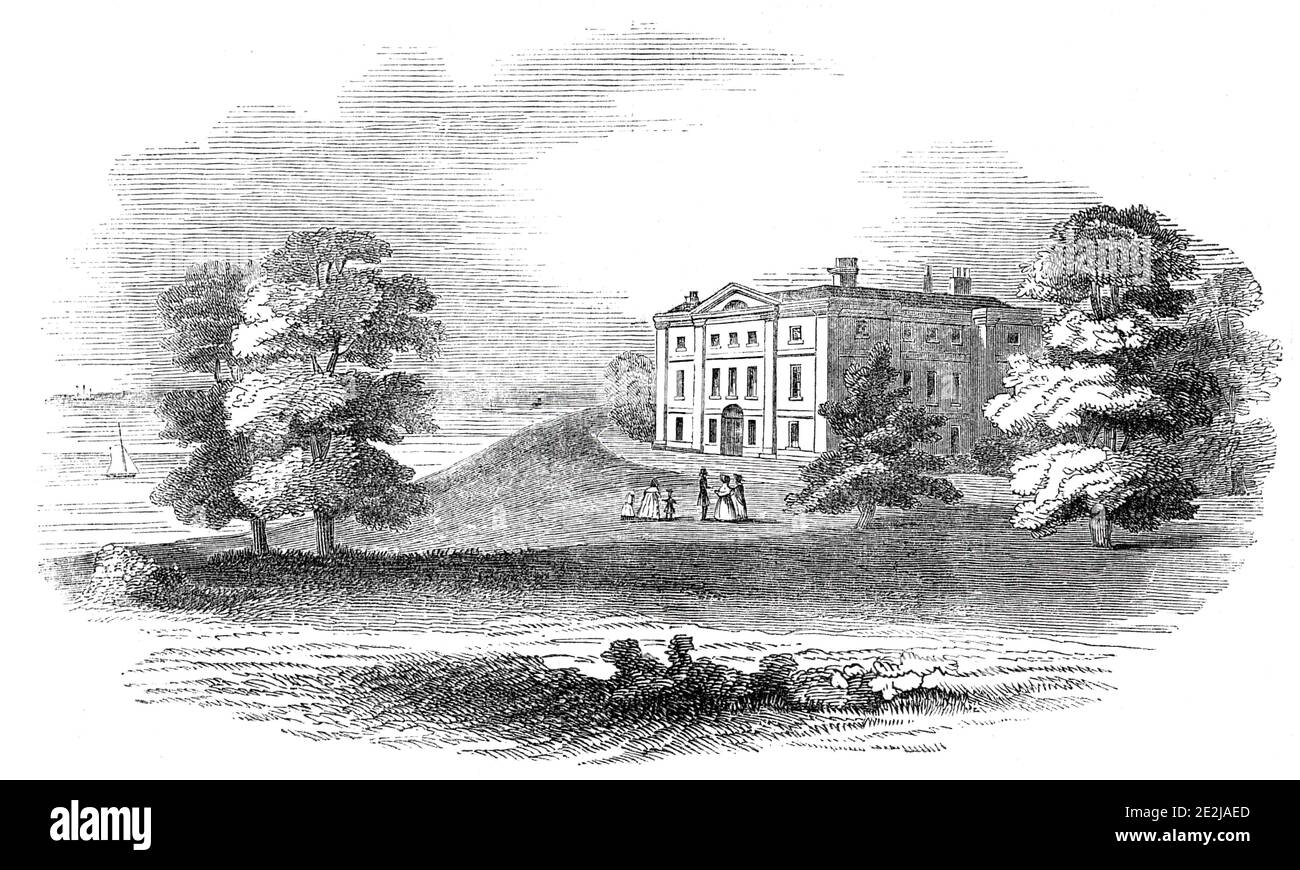 Her Majesty's Marine Residence, Isle of Wight, 1844. Queen Victoria's house at East Cowes, which was demolished to make way for the new Osborne House, designed by Prince Albert and built between 1845 and 1851. From &quot;Illustrated London News&quot;, 1844, Vol V. Stock Photo