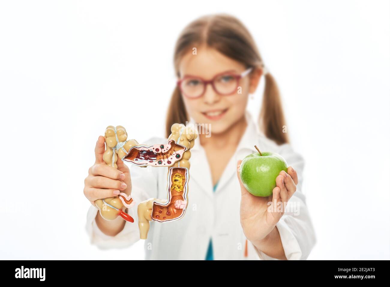 Healthy food concept for good children's digestion. Child holds