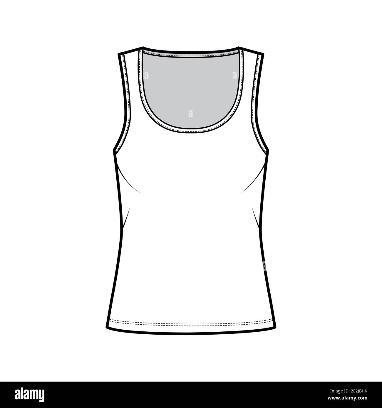 Unisex Tank Top technical fashion illustration. Jersey Tank Top, T