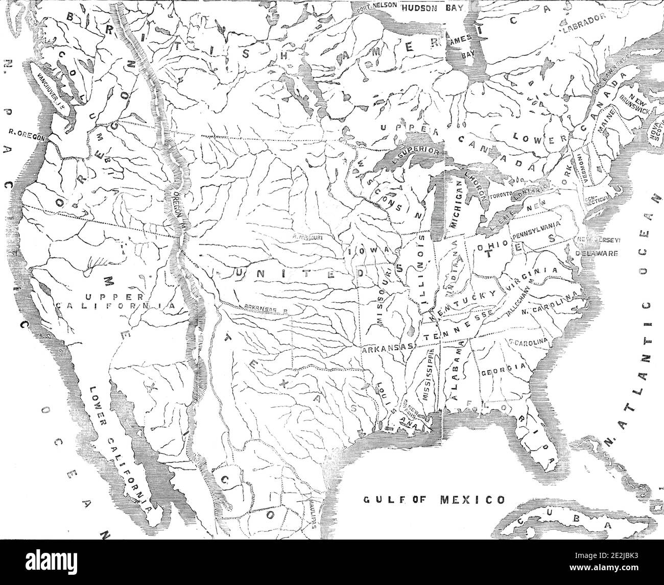 Map of North America showing the - Map Of North America Showing The Relative Positions Of Texas And Oregon With The United States 1845 It Maybe Requisite To Subjoin Here A Few Leading Details Of The Oregon Territory And Its Extenton The East It Skirts 800 Miles Along The Rocky Mountains On The South 300 Miles Along The Snowy Mountains On The West 700 Miles Along The Pacific Ocean On The North 250 Miles Along The North American Possessions Of Russia And Englandif America Contends That A Proprietary Title Has Been Acquired By The First Visitations And Explorations Of Her Citizens She Can Only Be Entitled To A Ver 2E2JBK3 