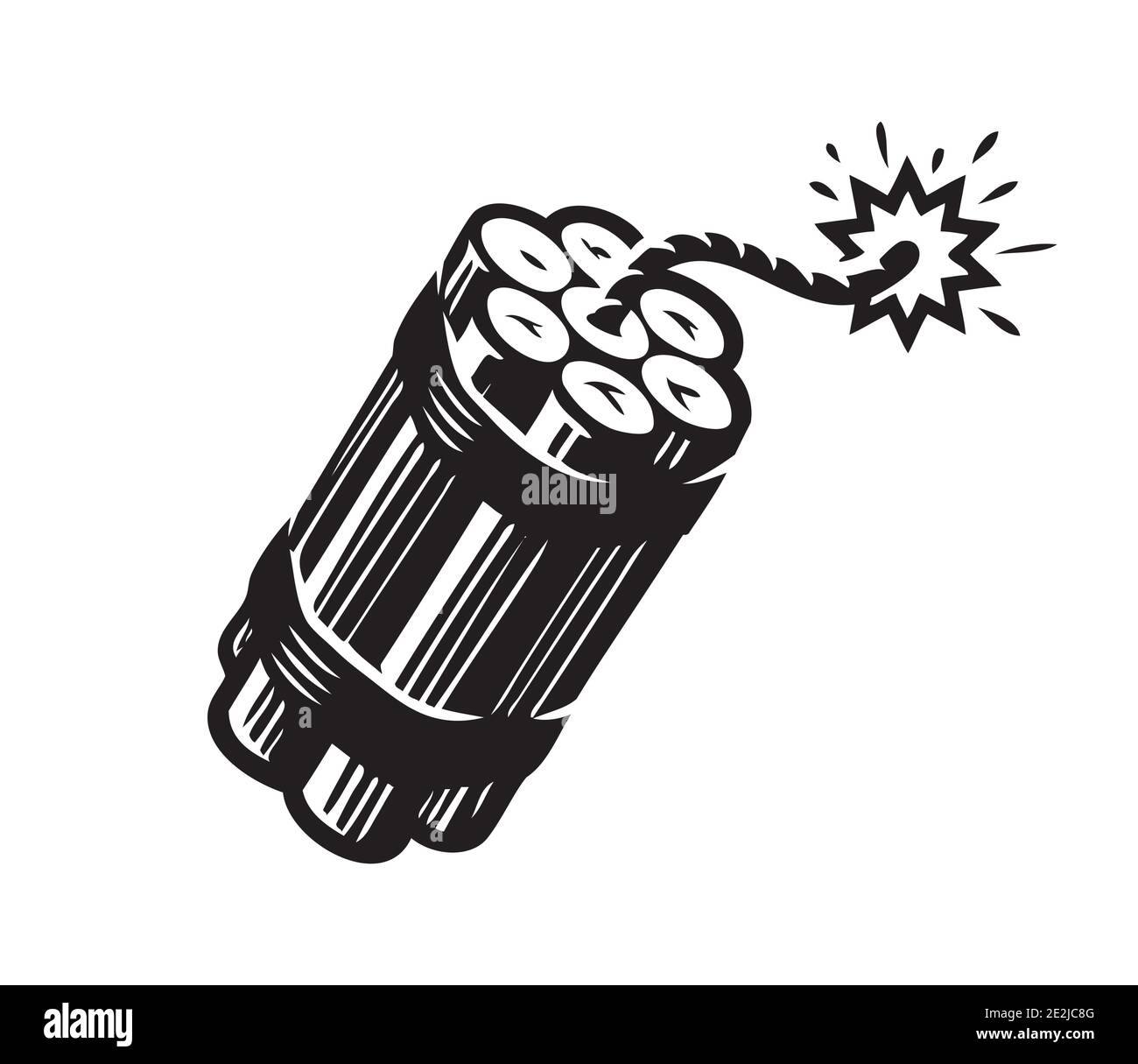 Dynamite with burning wick. Bomb, explosive symbol vector Stock Vector