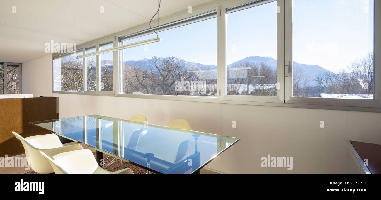Panoramic interior of dining room Stock Photo - Alamy