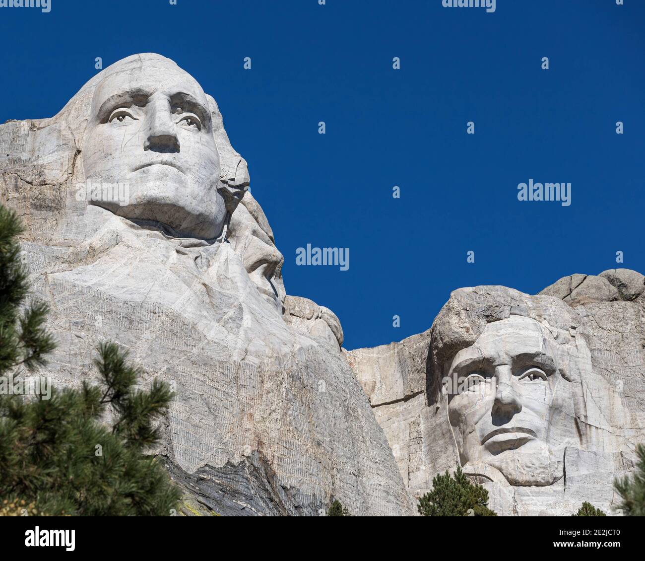 Mount Rushmore National Memorial, a true national treasure.  Symbolizing the ideals of freedom, carved into the granite face of Mount Rushmore. Stock Photo