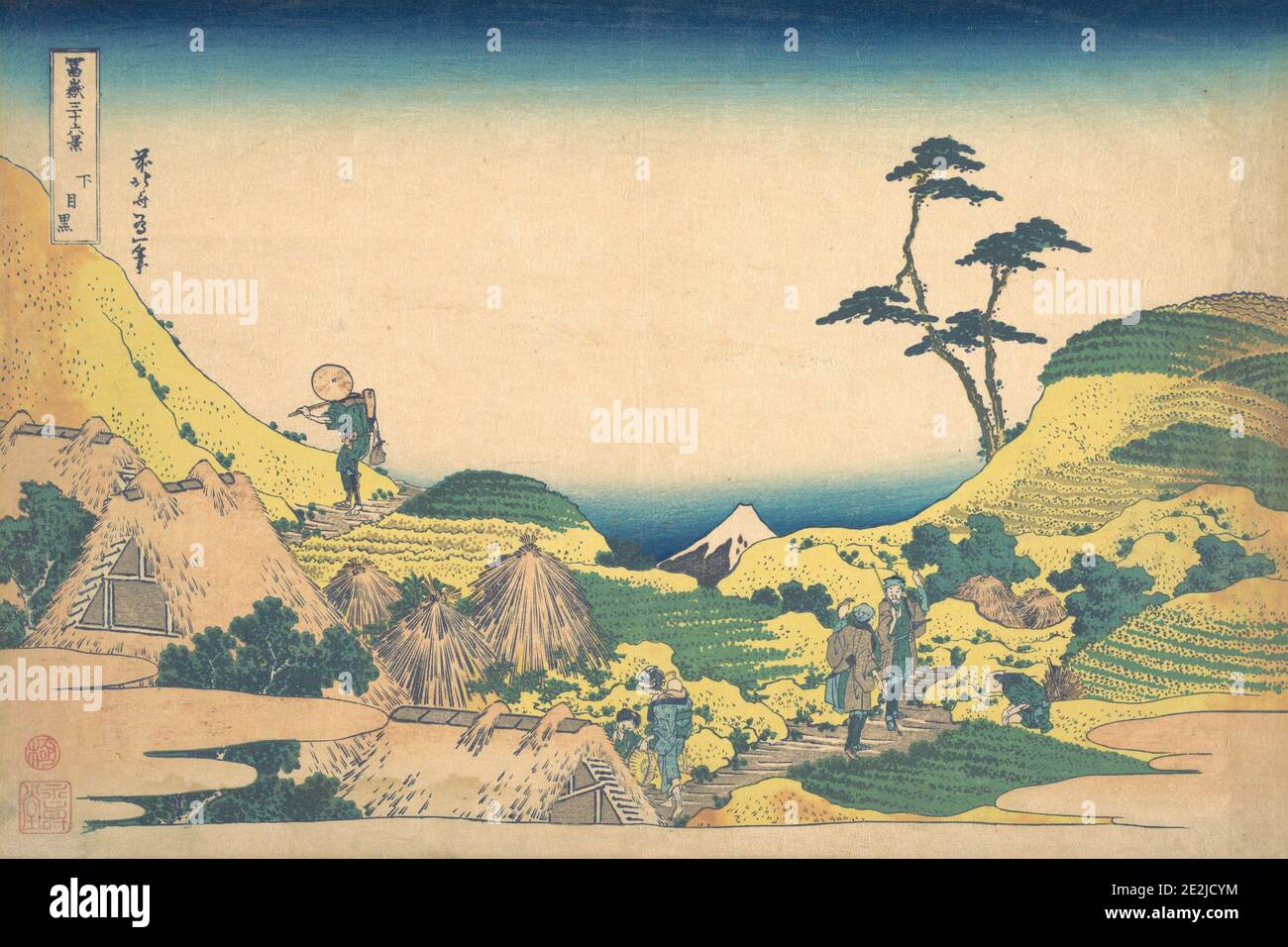 Lower Meguro (Shimo Meguro), from the series Thirty-six Views of Mount Fuji (Fugaku sanjurokkei), ca. 1830-32. Stock Photo