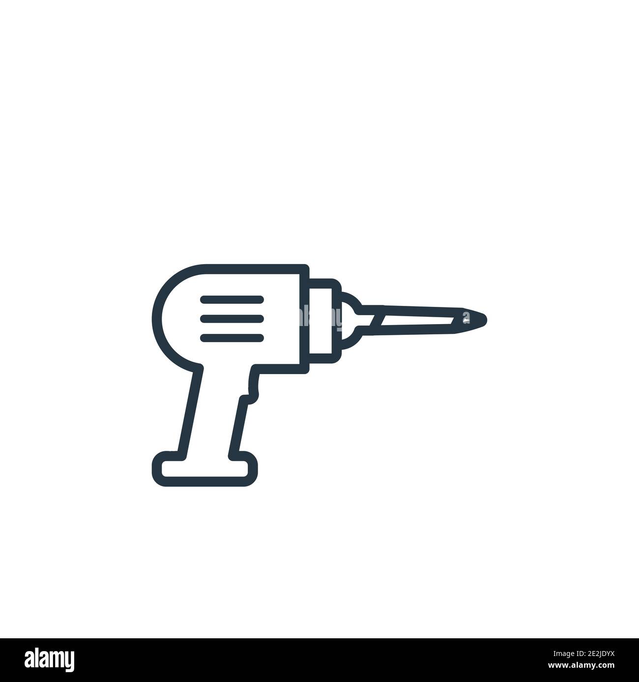 Industrial drill outline vector icon. Thin line black industrial drill icon, flat vector simple element illustration from editable industry concept is Stock Vector