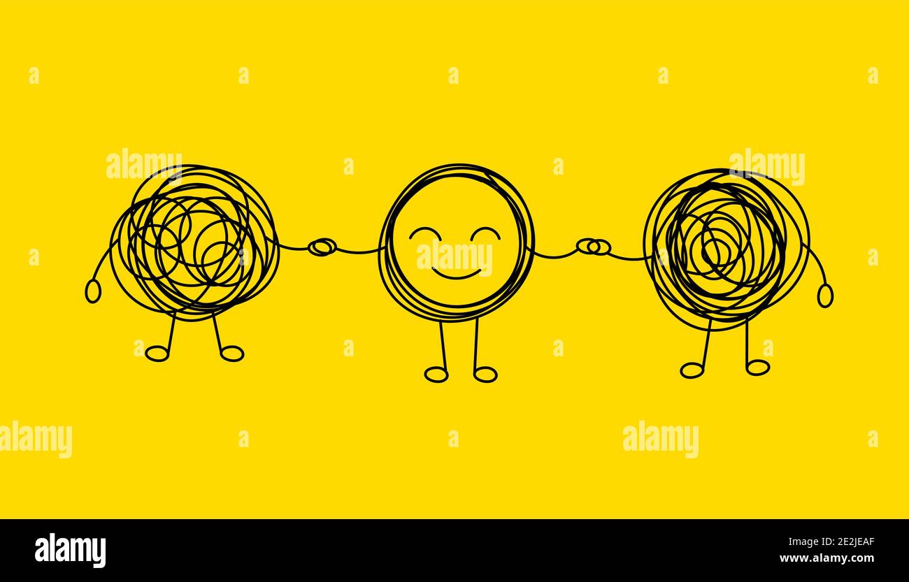 Group psychological training logo. Problem solving icon. Psychologist vector doodle illustration Stock Vector