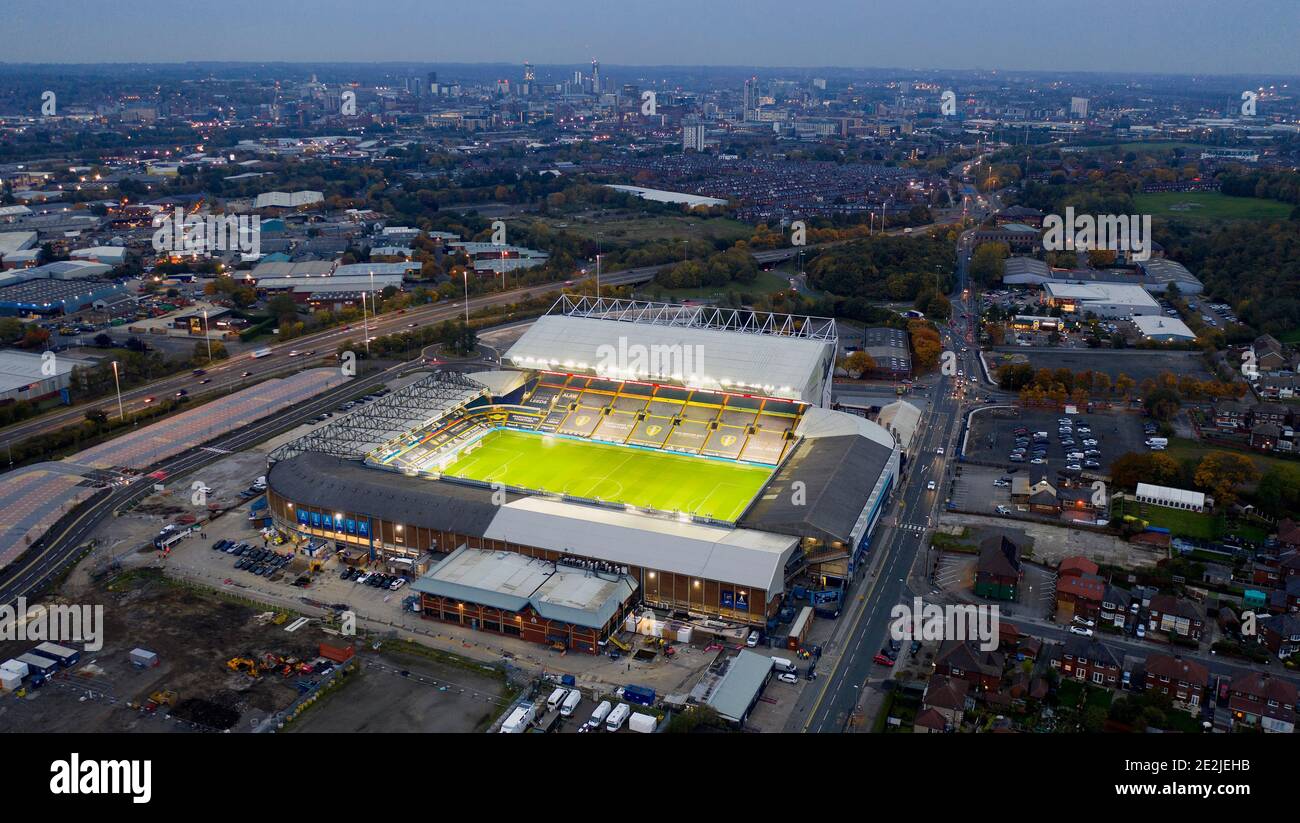 An aerial view of Elland Road, home stadium of Leeds United Copyright 2020 © Sam Bagnall Stock Photo