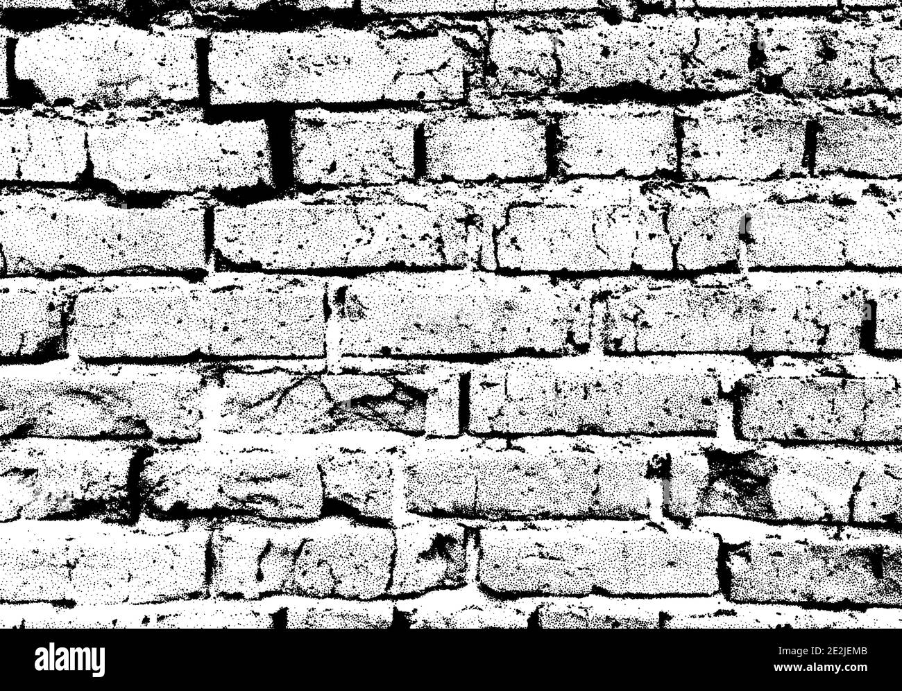 Brick wall grunge background with dotwork style. Grungy block pattern with dotted texture. Stock Vector