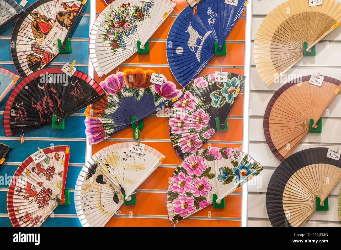Display of traditional Spanish fans in a shop window: Toledo. Spain Stock Photo