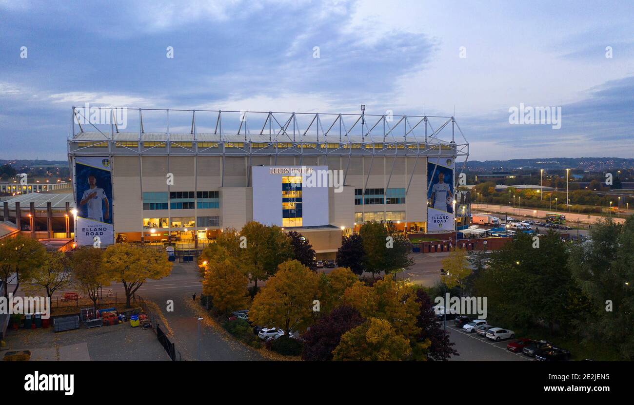 An aerial view of Elland Road, home stadium of Leeds United Copyright 2020 © Sam Bagnall Stock Photo