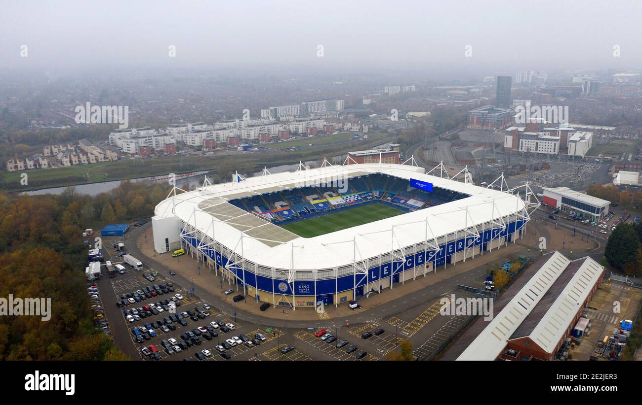 An aerial view of The King Power Stadium the home of Leicester City Football Club Copyright 2020 © Sam Bagnall Stock Photo