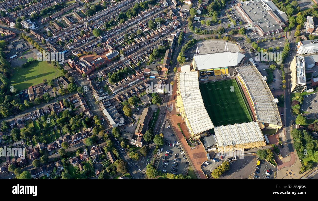 An aerial view of  Molineux the home stadium of Wolverhampton Wanderers Copyright 2020 © Sam Bagnall Stock Photo