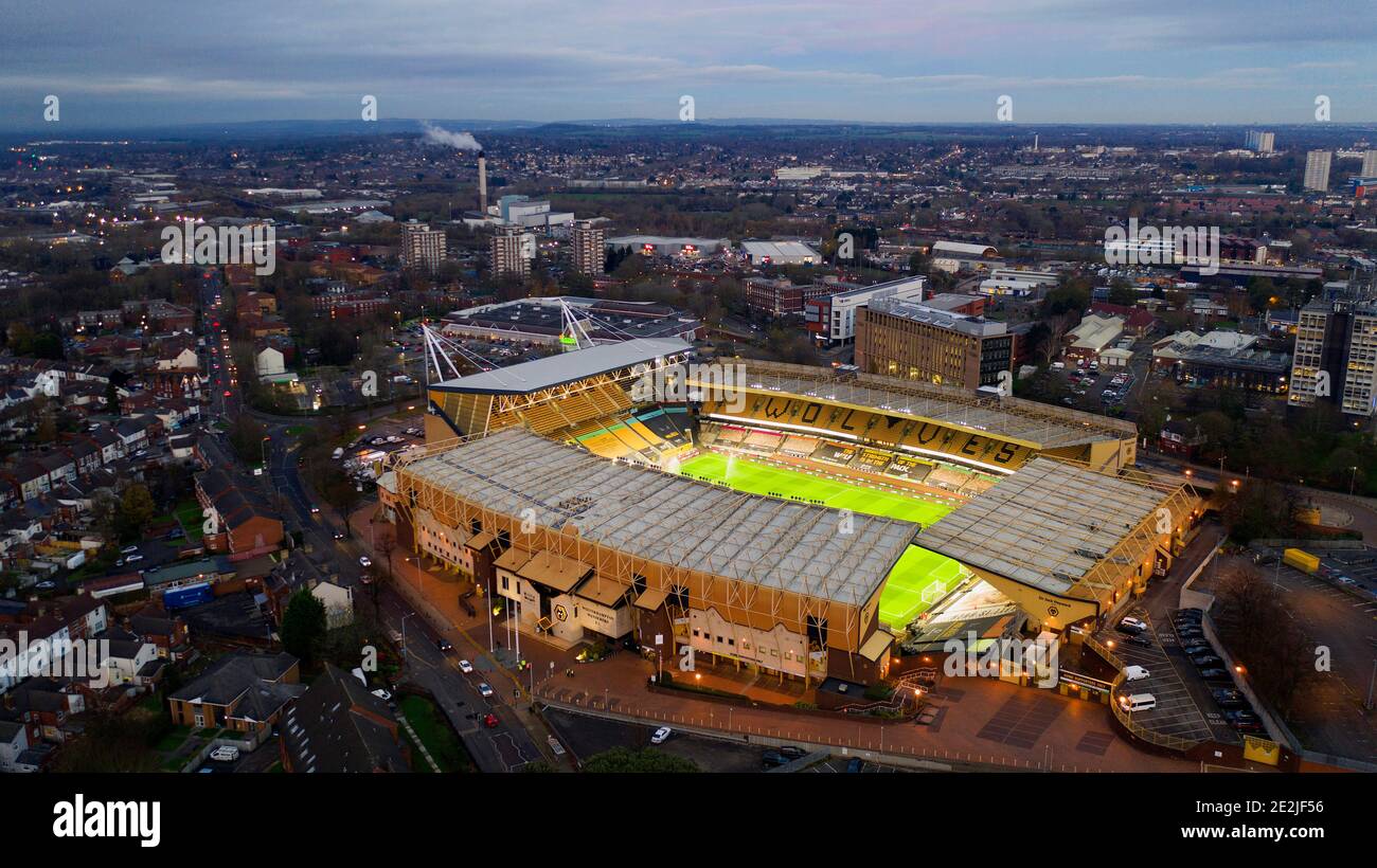 An aerial view of  Molineux the home stadium of Wolverhampton Wanderers Stock Photo