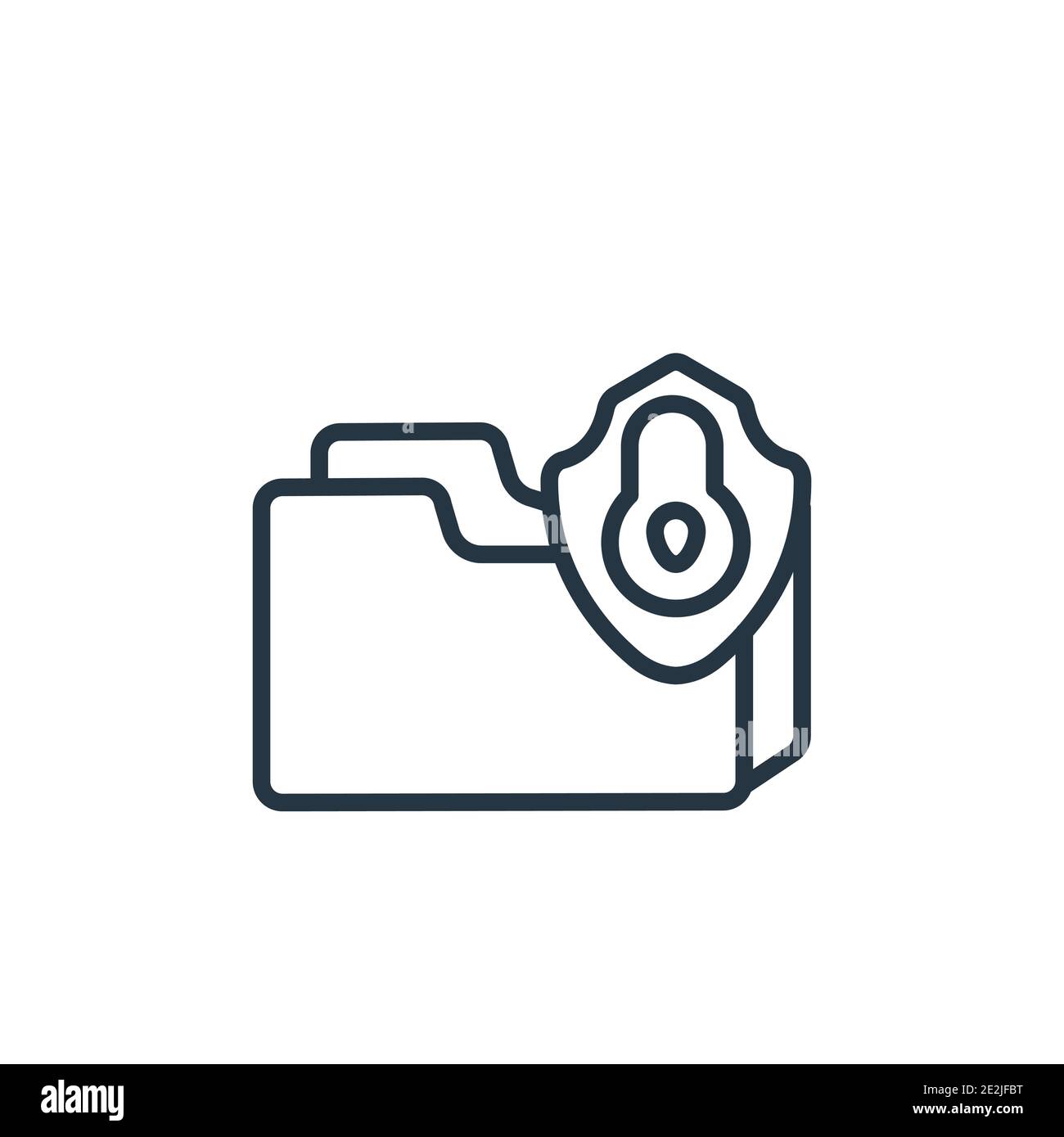 Folder security outline vector icon. Thin line black folder security icon, flat vector simple element illustration from editable internet security con Stock Vector