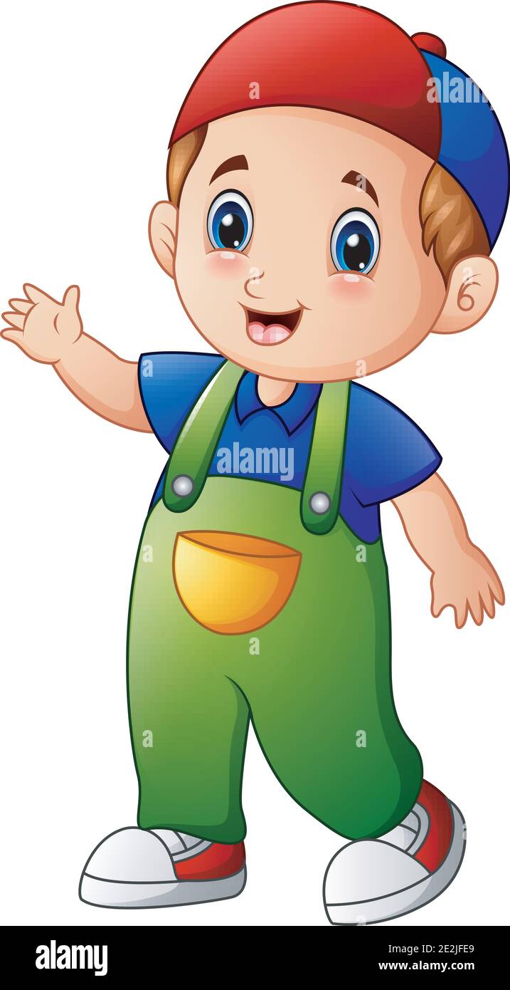 Vector illustration of Happy boy cartoon waving Stock Vector Image ...