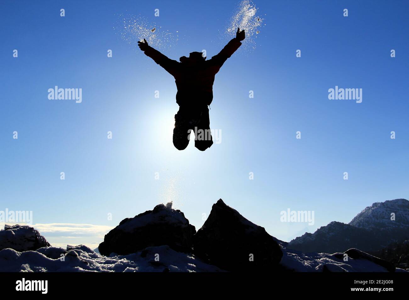 human beings living in the beauty of nature and energy burst Stock Photo