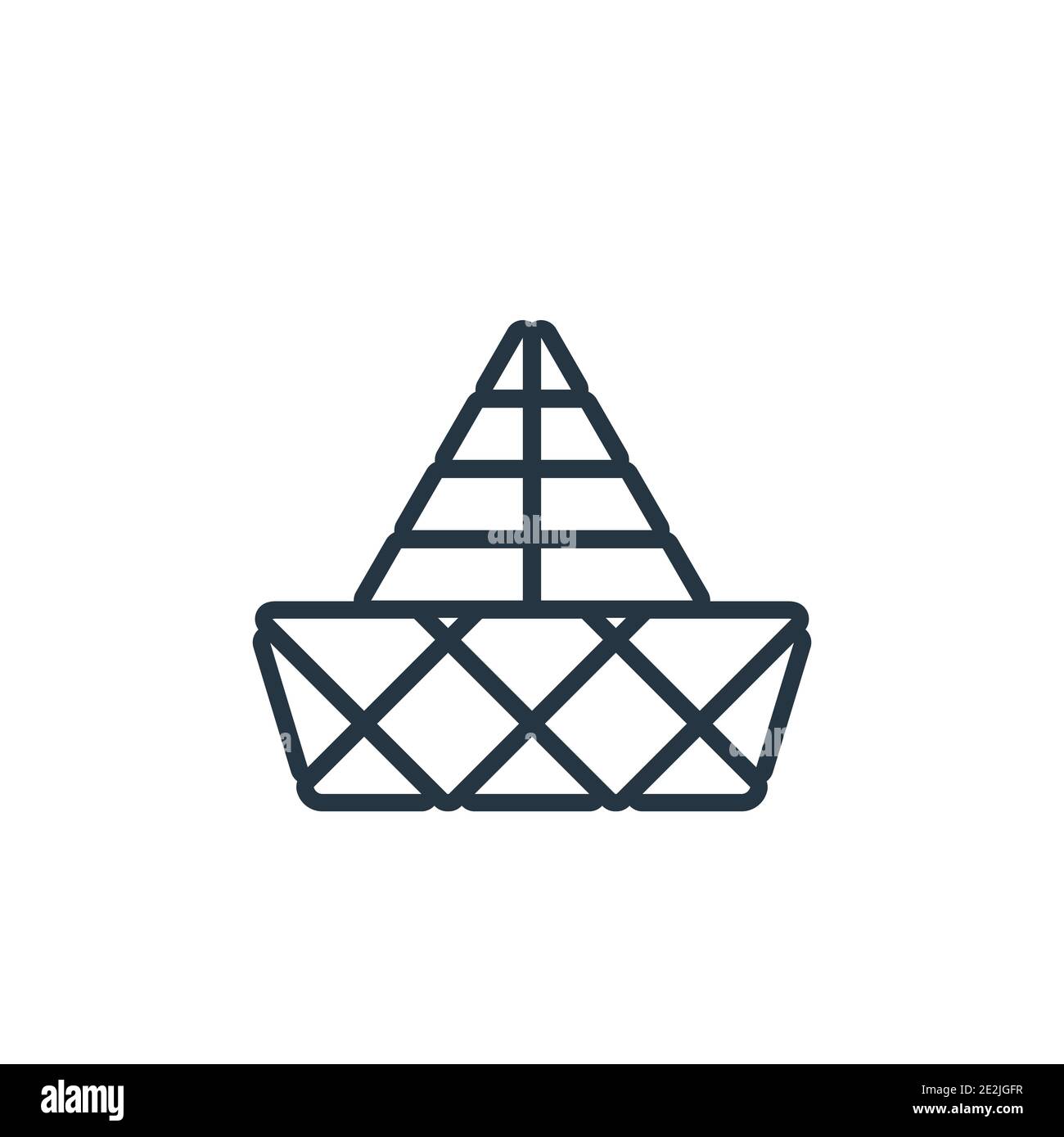 Polygonal boat of small triangles outline vector icon. Thin line black polygonal boat of small triangles icon, flat vector simple element illustration Stock Vector