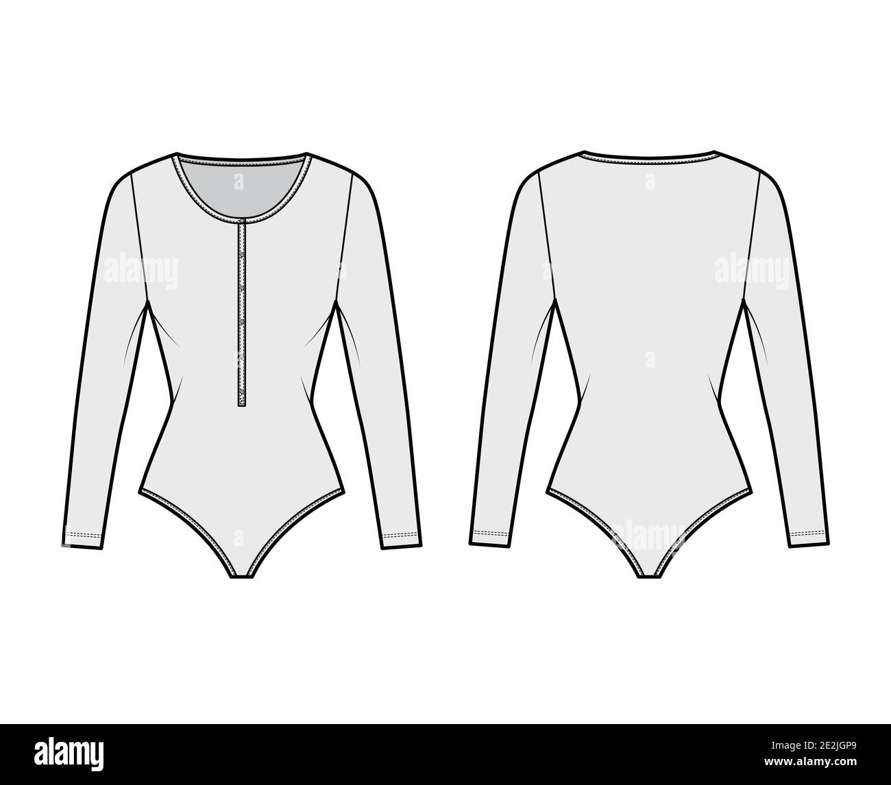 Cottonjersey tshirt bodysuit technical fashion illustration with long