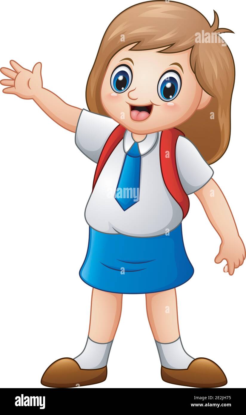 Vector illustration of a cute girl in a school uniform Stock Vector Image & Art Alamy
