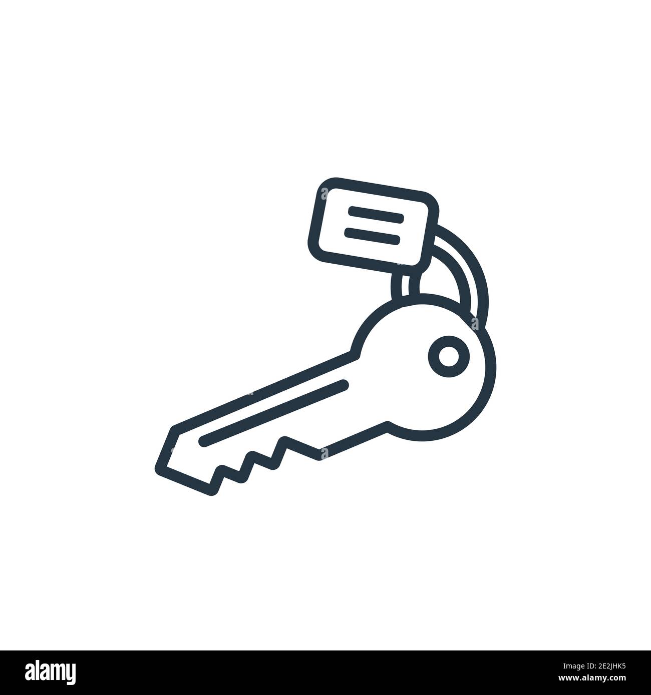 Room key outline vector icon. Thin line black room key icon, flat