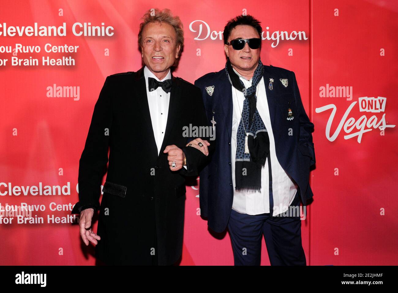 Feb. 18, 2012 - Las Vegas, Nevada, U.S. -  Siegfried Fischbacher (L) and Roy Horn arrive at the Keep Memory Alive foundation's Power of Love Gala celebrating Muhammad Ali's 70th birthday at the MGM Grand Garden Arena on Saturday, Feb. 18, 2012, in Las Vegas. (Credit Image: © David Becker/ZUMA Wire) Stock Photo
