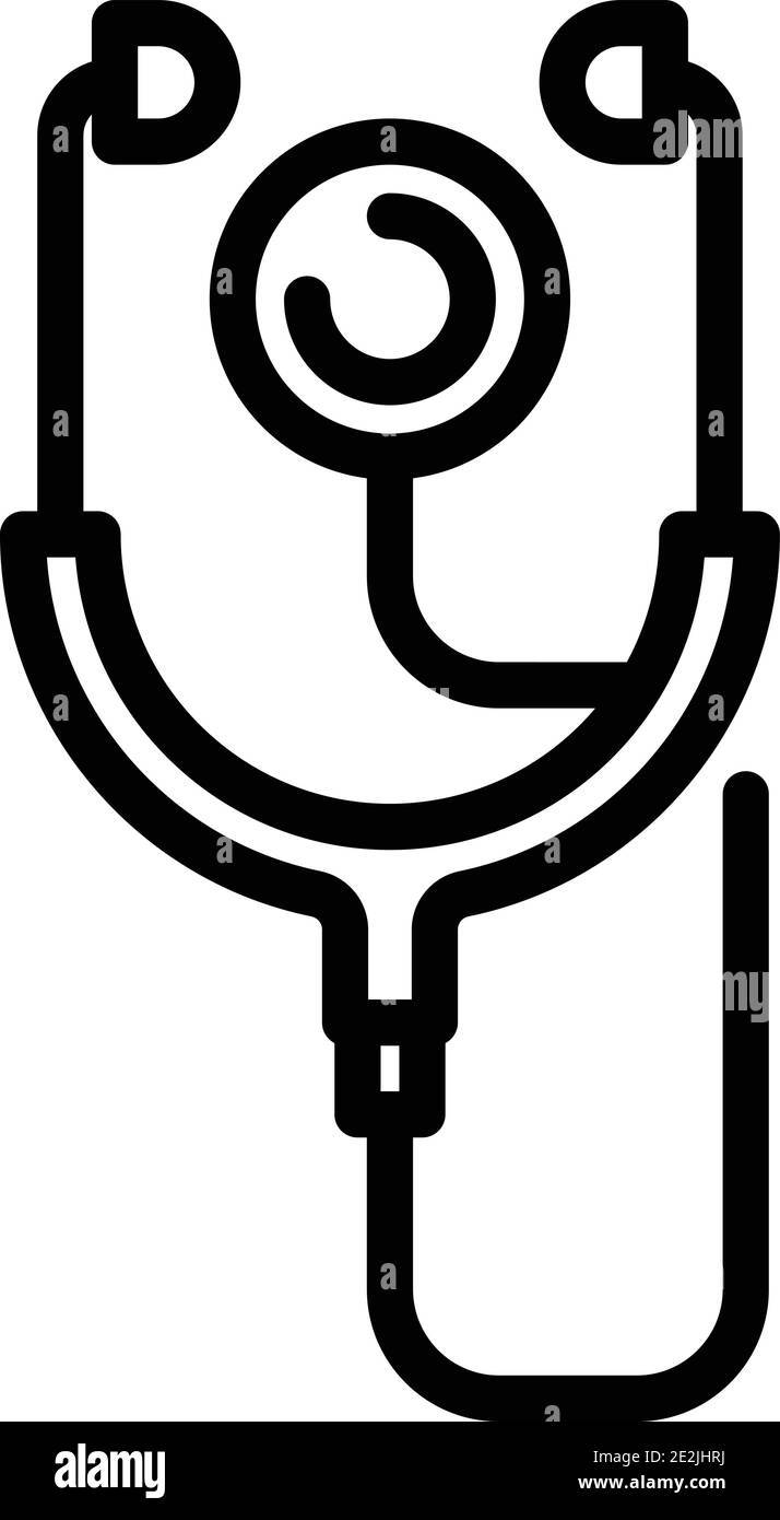 Heart rate stethoscope icon. Outline heart rate stethoscope vector icon