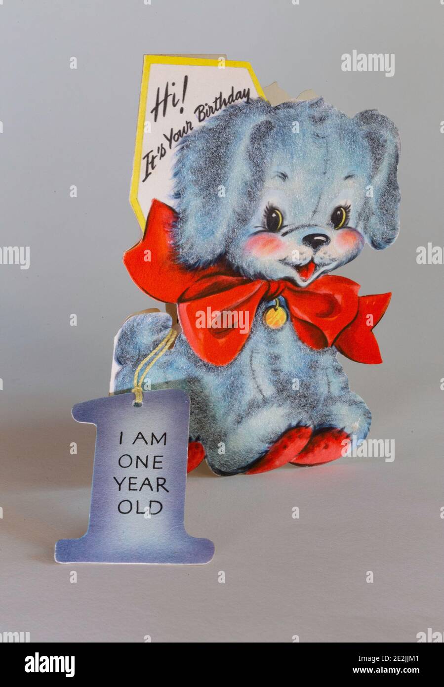 Vintage childhood first birthday greeting card, USA 1949 Stock Photo