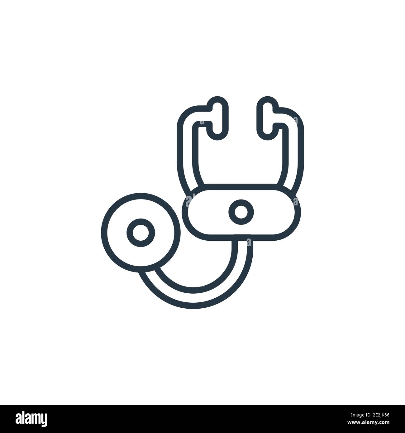 Stethoscope outline vector icon. Thin line black stethoscope icon, flat vector simple element illustration from editable future technology concept iso Stock Vector
