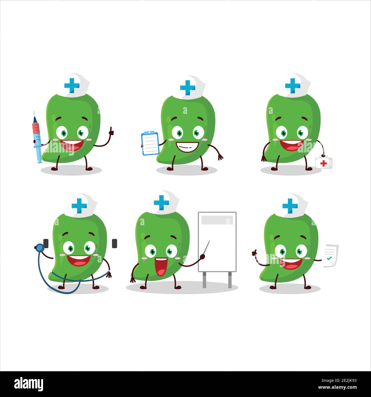 Doctor profession emoticon with green mango cartoon character. Vector ...