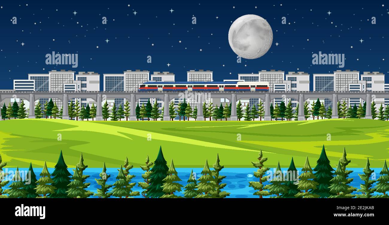 City landscape at night scene illustration Stock Vector Image & Art - Alamy