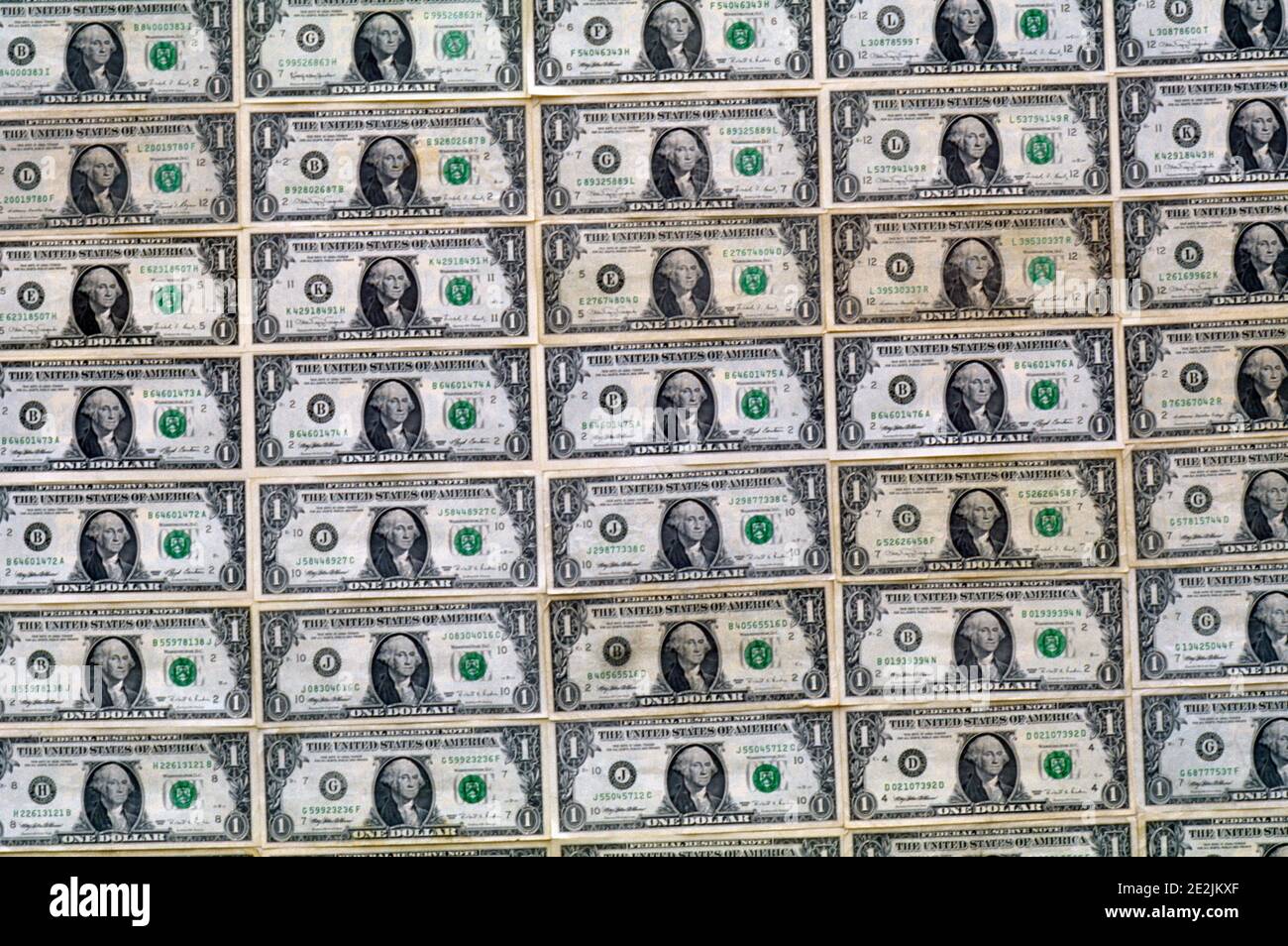 Rows of Dollar Bills Stock Photo