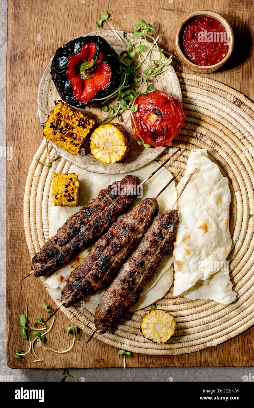Keab Grilled beef kebab Stock Photo - Alamy