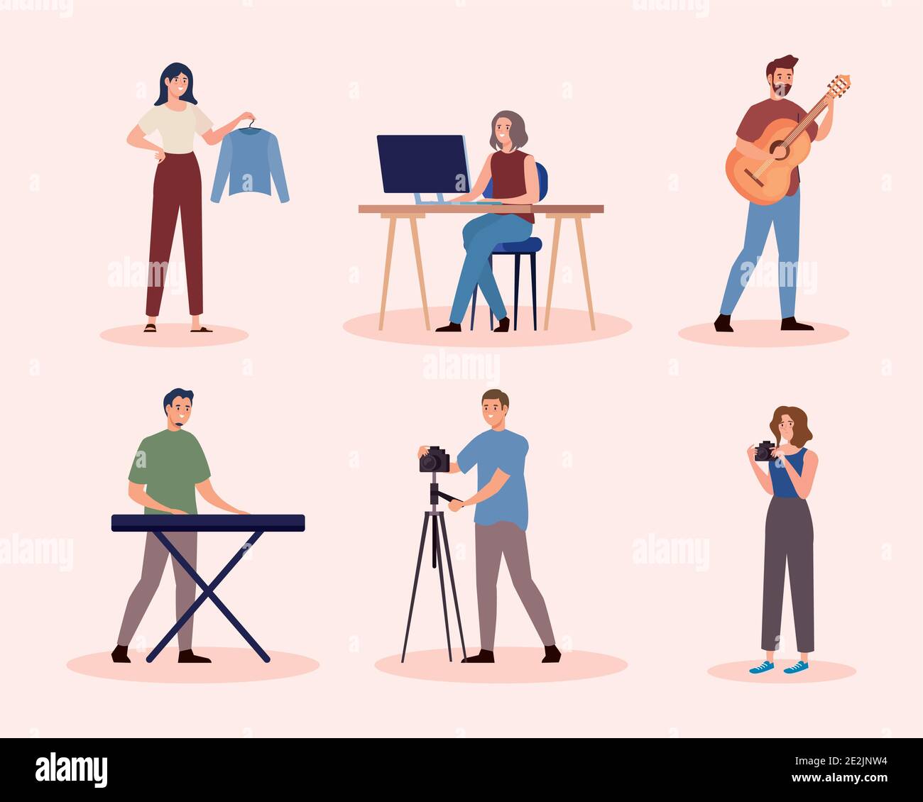 group of six creative young people characters Stock Vector Image & Art