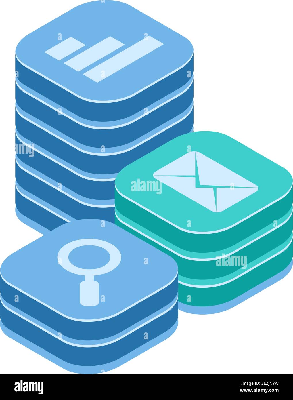 Button press isometric set, vector isolated illustration Stock Vector